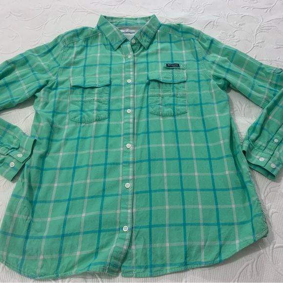 Columbia Long Sleeve Button Up Sea Foam Green, size Large - Picture 1 of 6